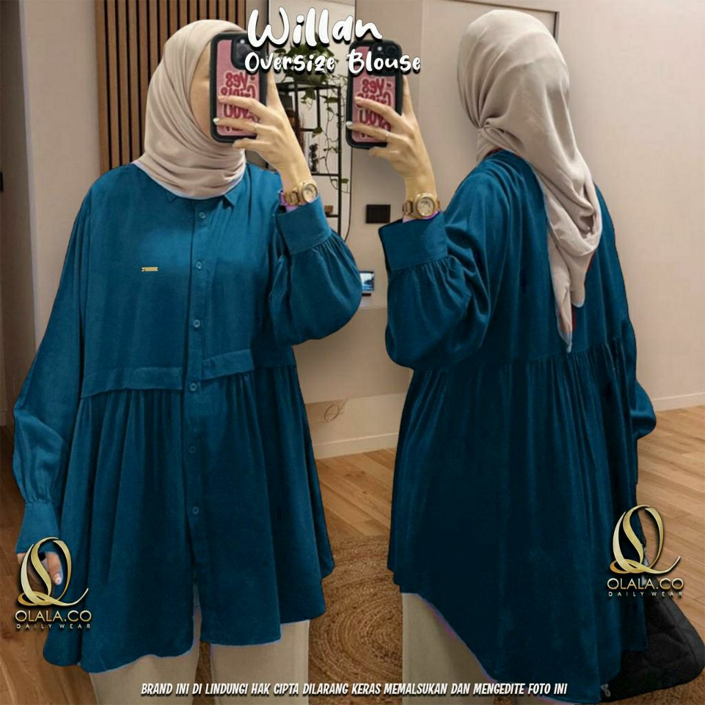 tosca tua Willan Oversize Blouse Ld 120-150 fit XXXXXL bahan katun adem & jatuh / olala