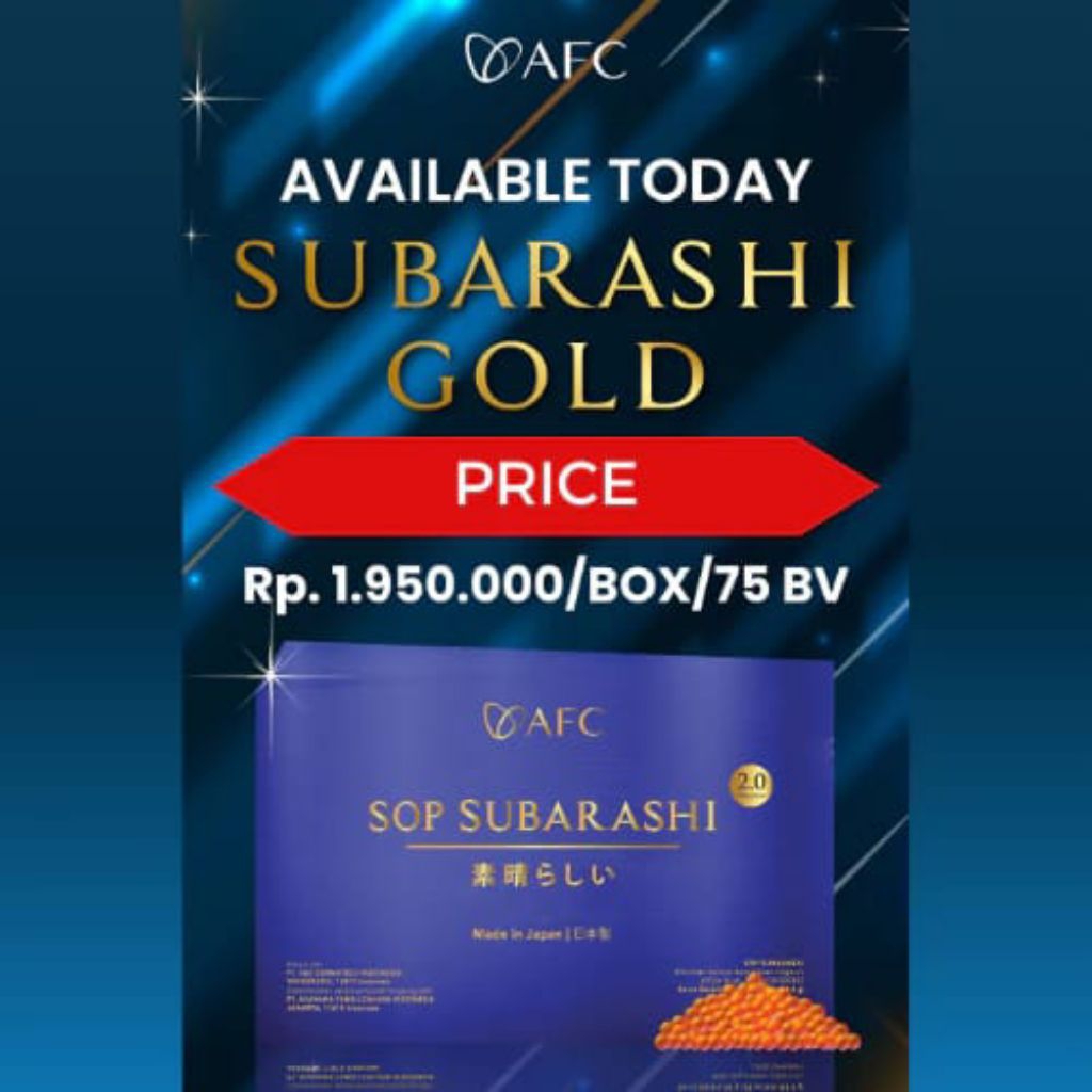 SOP SUBARASHI UTSUKUSHI GOLD HIKARI UTSUKUSHI ORIGINAL AFC (28 SASCET PERBOX)