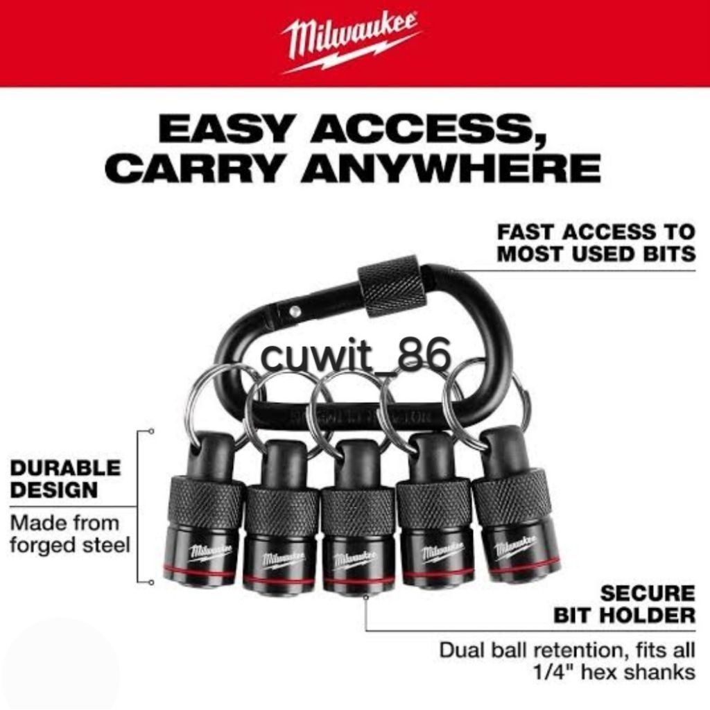 Milwaukee Easy Access Bit Holder With Carabiner / 5 +1