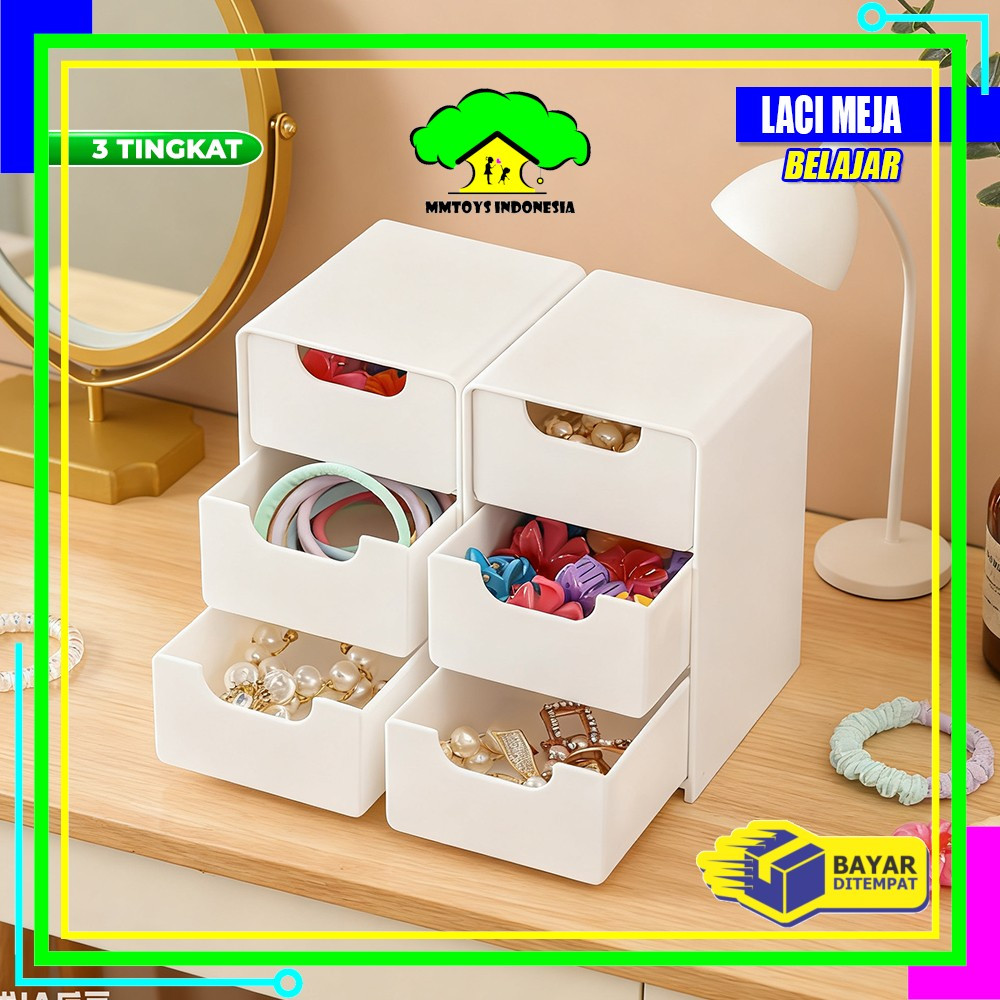 MI-C1398 Rak Laci Susun Mini 3 Tingkat / Tempat Penyimpanan Drawer Storage Box Laci Mini Aesthetic K
