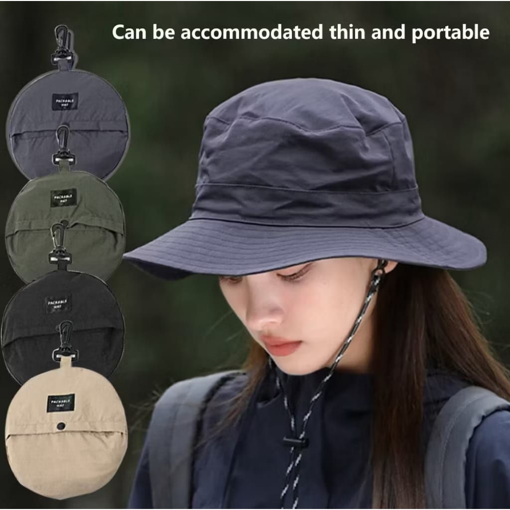 Topi Gunung Pria Wanita Bucket Hat Rimba Topi Rimba Bulat Parasut Waterproof