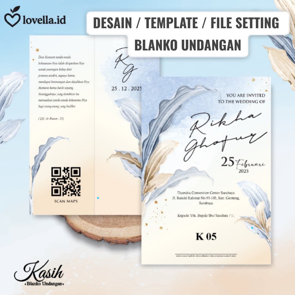 File Setting CDR Undangan Blanko Kasih 05 - Template Desain Undangan Siap Edit
