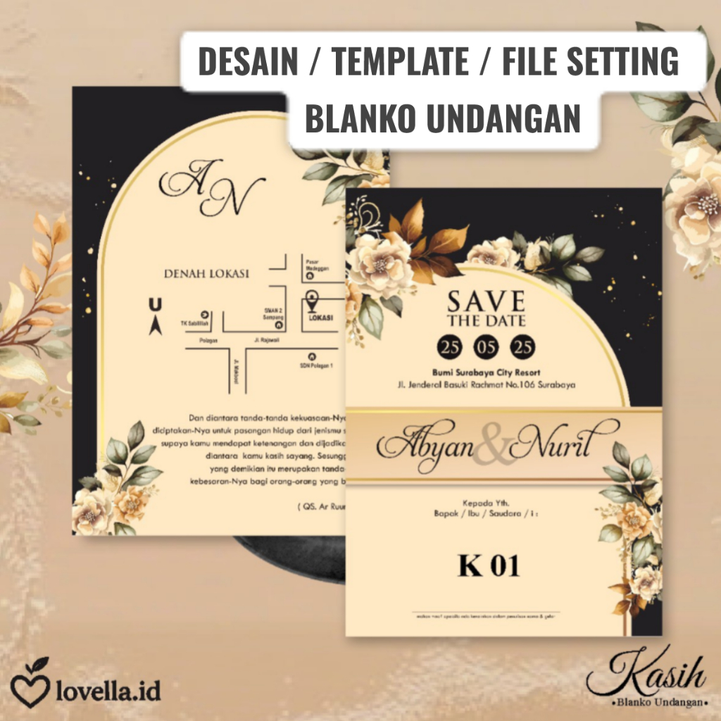 File Setting CDR Undangan Blanko Kasih 01 - Template Desain Undangan Siap Edit
