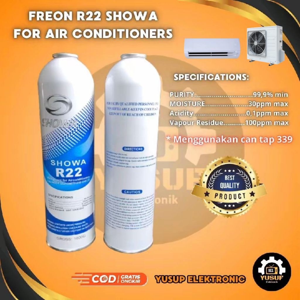 FREON R22 SHOWA FREON SHOWA REFRIGANT SHOWA  | FREON REFRIGANT AC R 22A KEMASAN KALENG gross 1KG , R