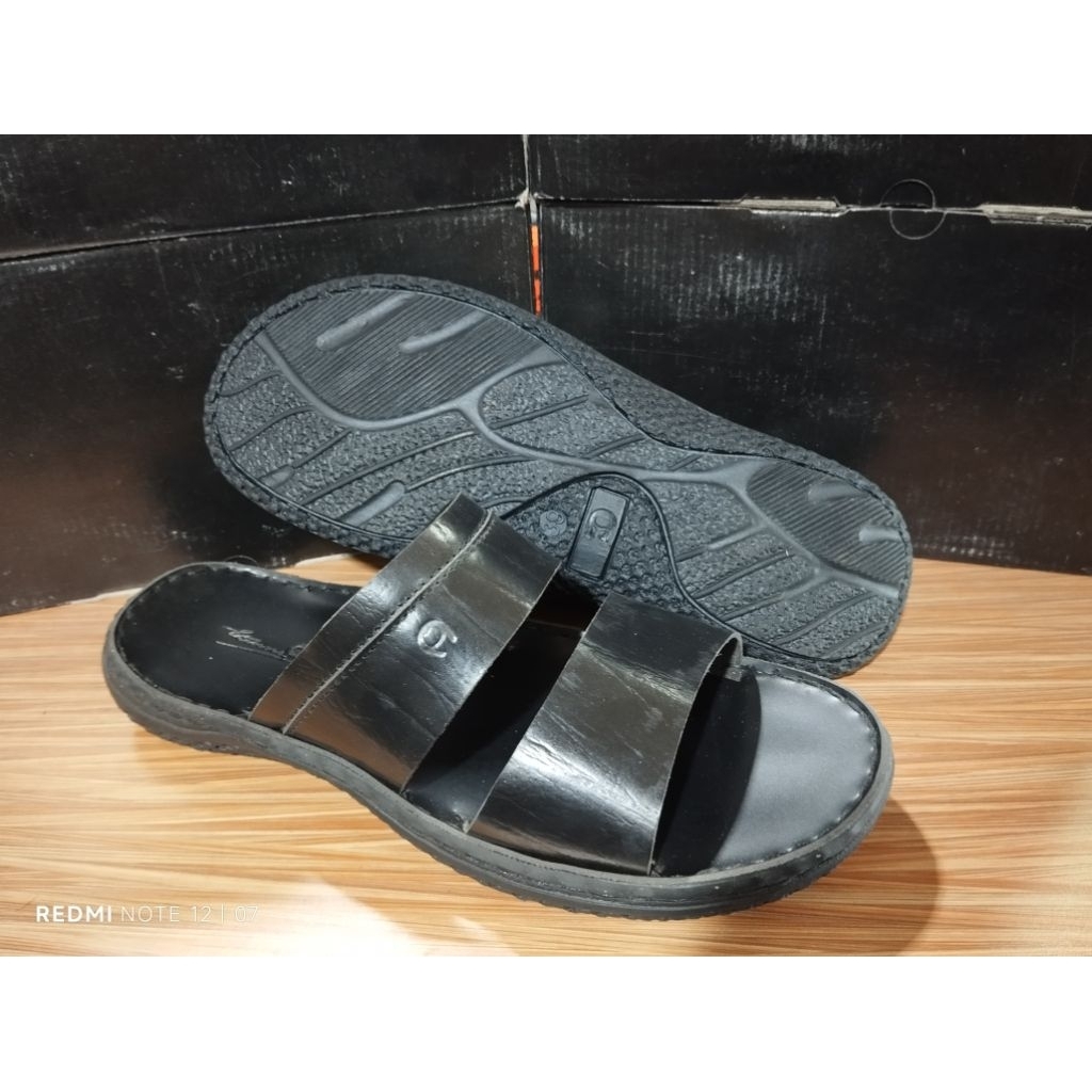 sendal kulit asli pria tali 2 merk et aigner 04TN