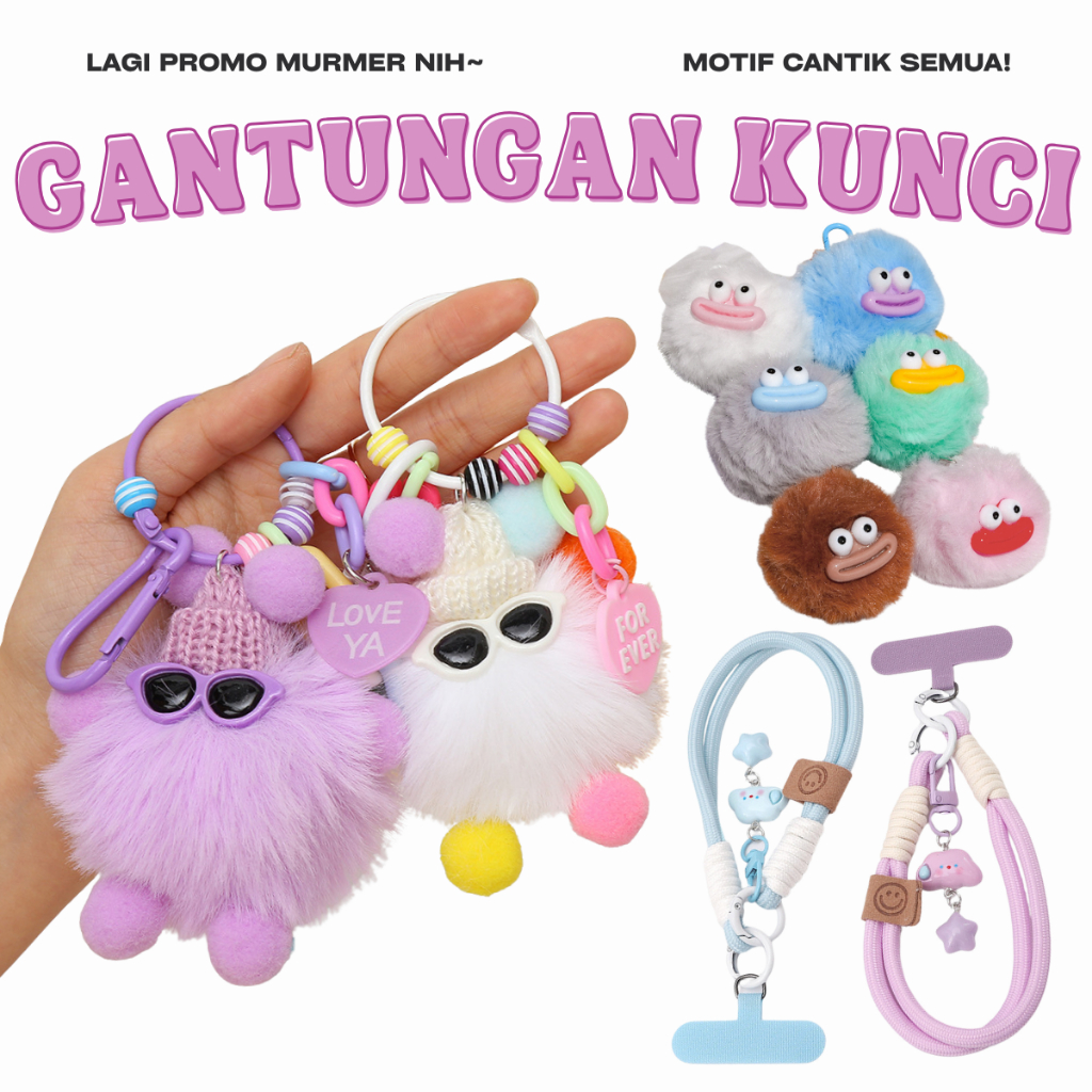 PROMO Gantungan Kunci Boneka Imut Keychain Santai Cute Tas Motor Kunci Karakter Lucu Photo Card