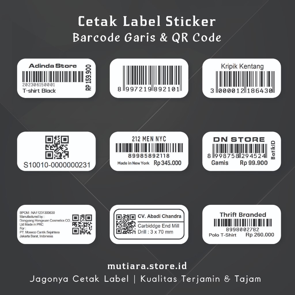 CETAK LABEL STIKER BARCODE HARGA 80x50mm / 8x5cm PERCETAKAN STICKER LABEL QR CODE HASIL KUALITAS TER