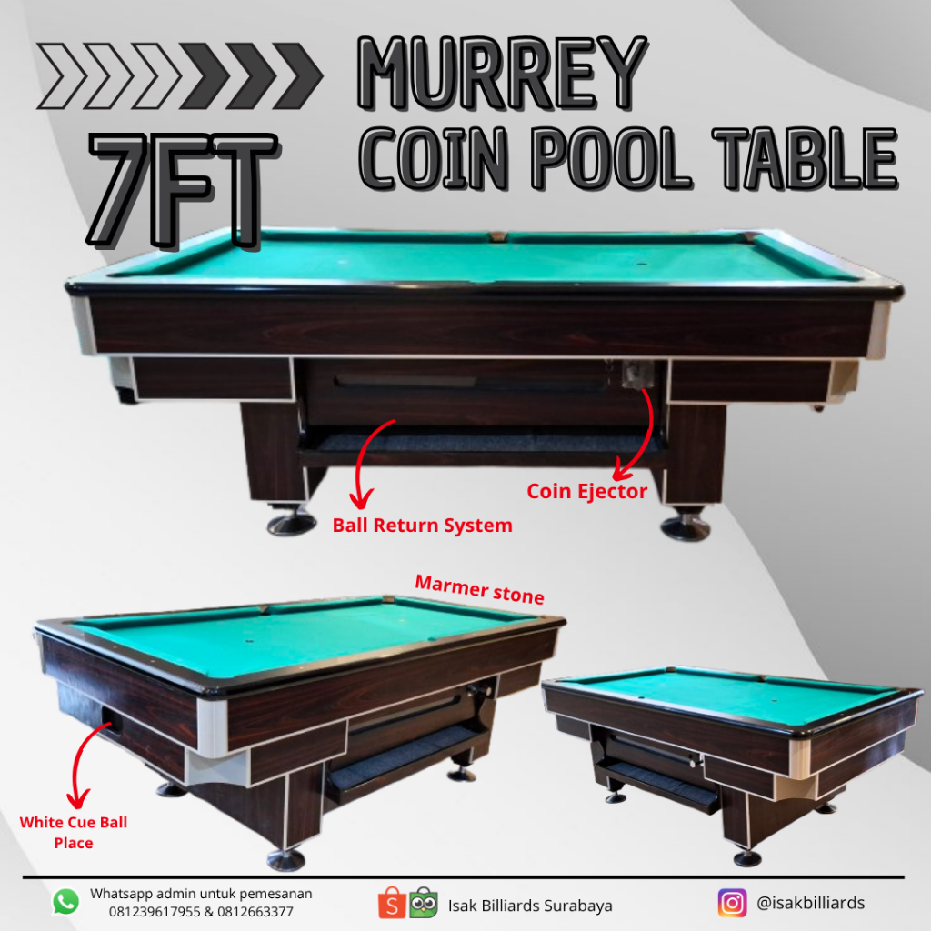 7ft Murrey Coin Pool Table - Meja Billiard Murrey 7 ft Bola Kecil / Tanggung