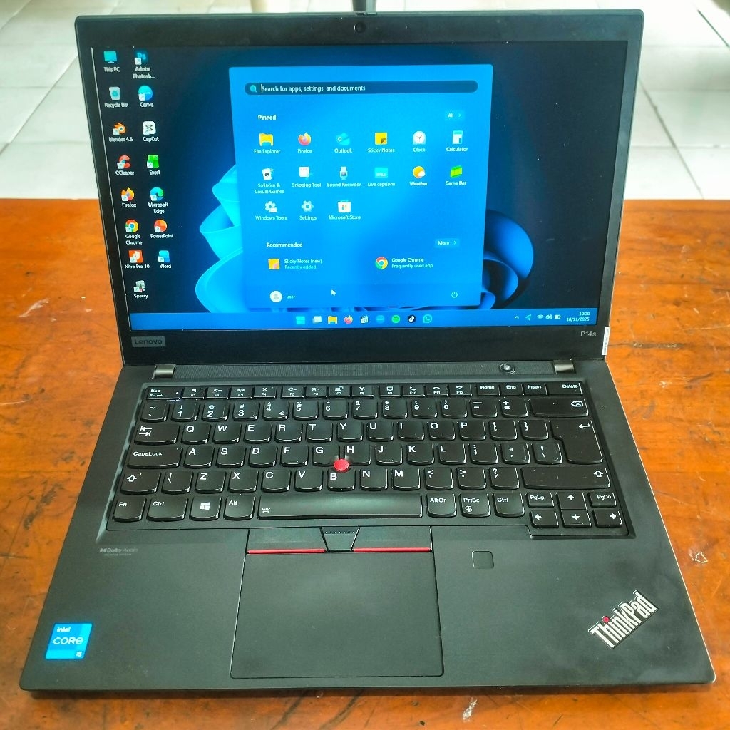 laptop bekas lenovo thinkpad P14s core i5 gen11 ram 16gb SSD 256gb VGA 4gb 14 inci