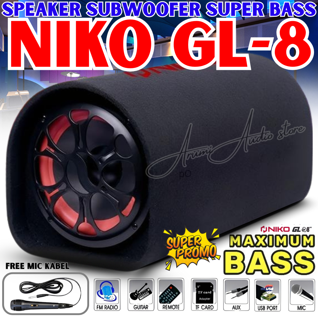 Speaker Aktif Speaker Niko GL8 Bluetooth 8inc / speaker tabung Speaker Bass Subwoofer GL 8 / speaker