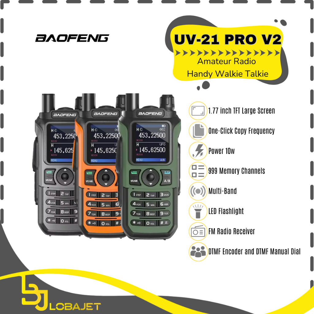 BAOFENG UV-21 PRO V2 - Amateur Radio Handy Walkie Talkie Multi Band 10W Power