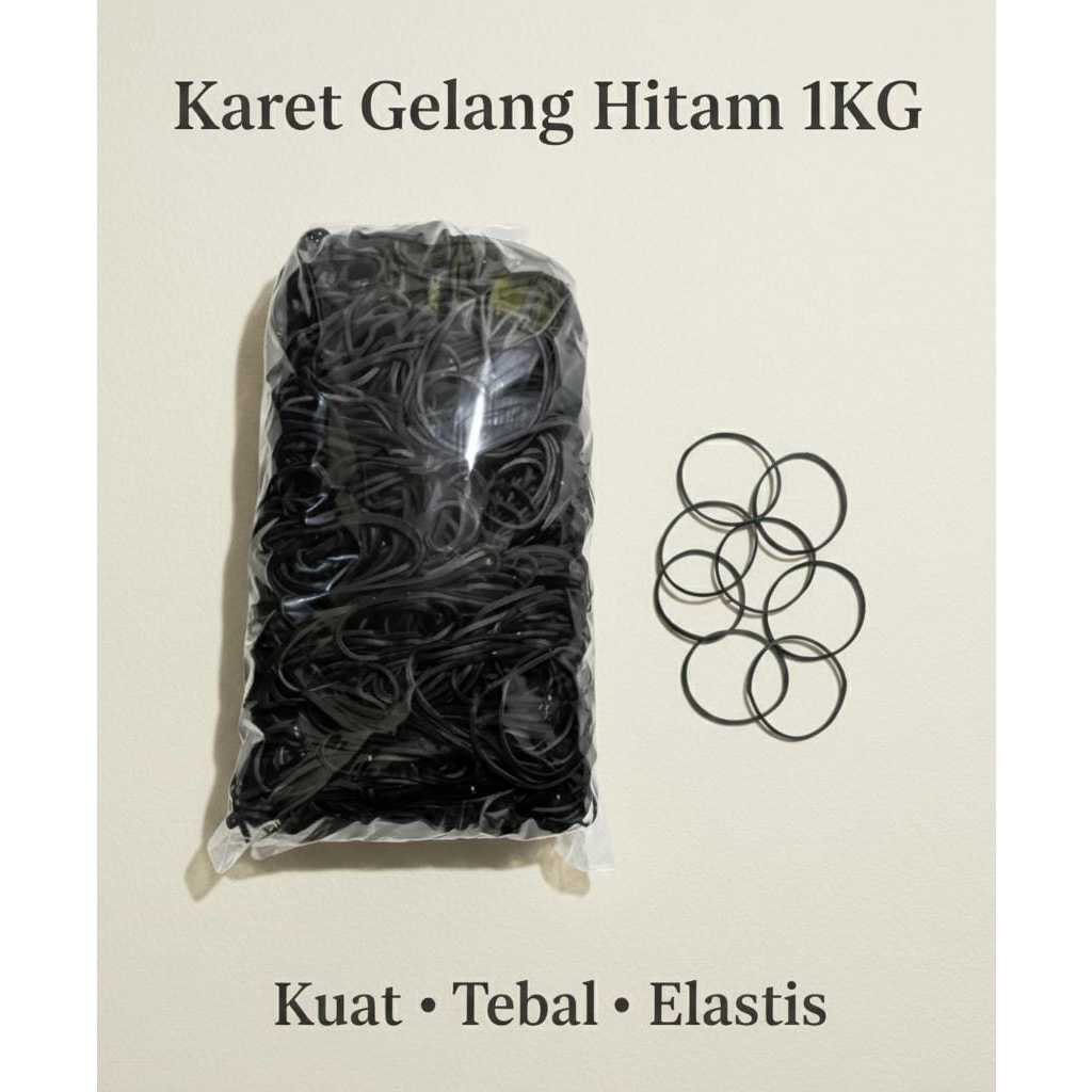 Karet Gelang Hitam 1KG - Tebal, Elastis, Kuat - Karet Sayur / Karet Ikat