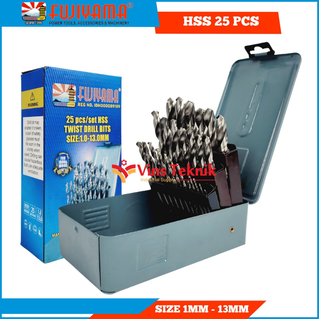 Fujiyama 25pcs Drill Bits HSS fujiyama 1.0-13mm Mata bor set Besi