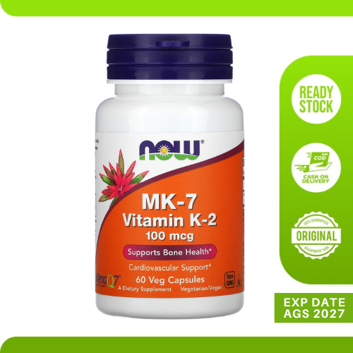 Vitamin Suplemen MK7 MK-7 VItamin K2 K-2 100mcg Now Foods 60 Veggie Kapsul