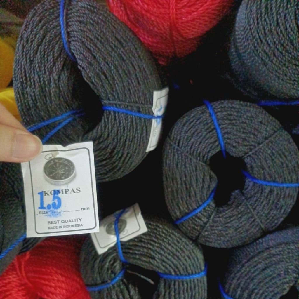 TALI TAMBANG 1.5 / 2 / 2.5 MM CAP KOMPAS WARNA HITAM SAJA , HARGA PER ROLL ( PANJANG +- 120 METER) B