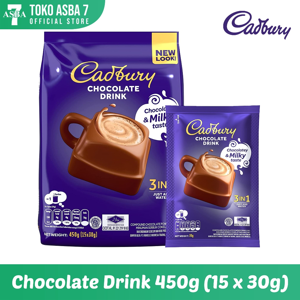 [oddsolshop] pekanbaru/Cadbury Chocolate Drink 3in1 450 gr 15 Saset 30 gr Bubuk Minum Cokelat Coklat