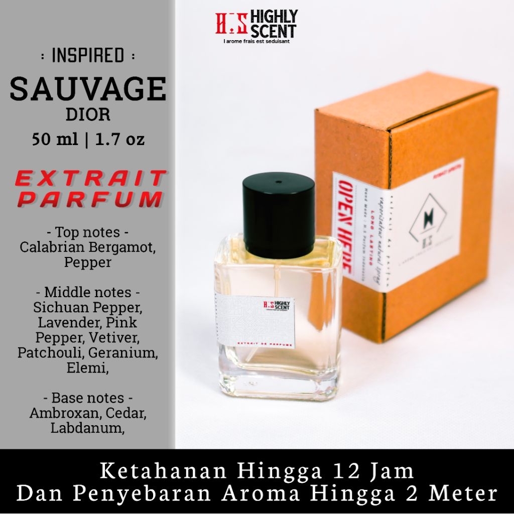 Parfum Pria Sauvage 50ml Extrait - Minyak Wangi Tahan Lama | HS Parfum