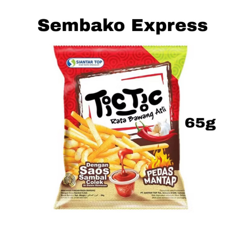Tic Tic Bawang Asli Pedas Mantap 65g dengan Saos Sambal Colek – Snack Renyah Favorit di Sembako Expr