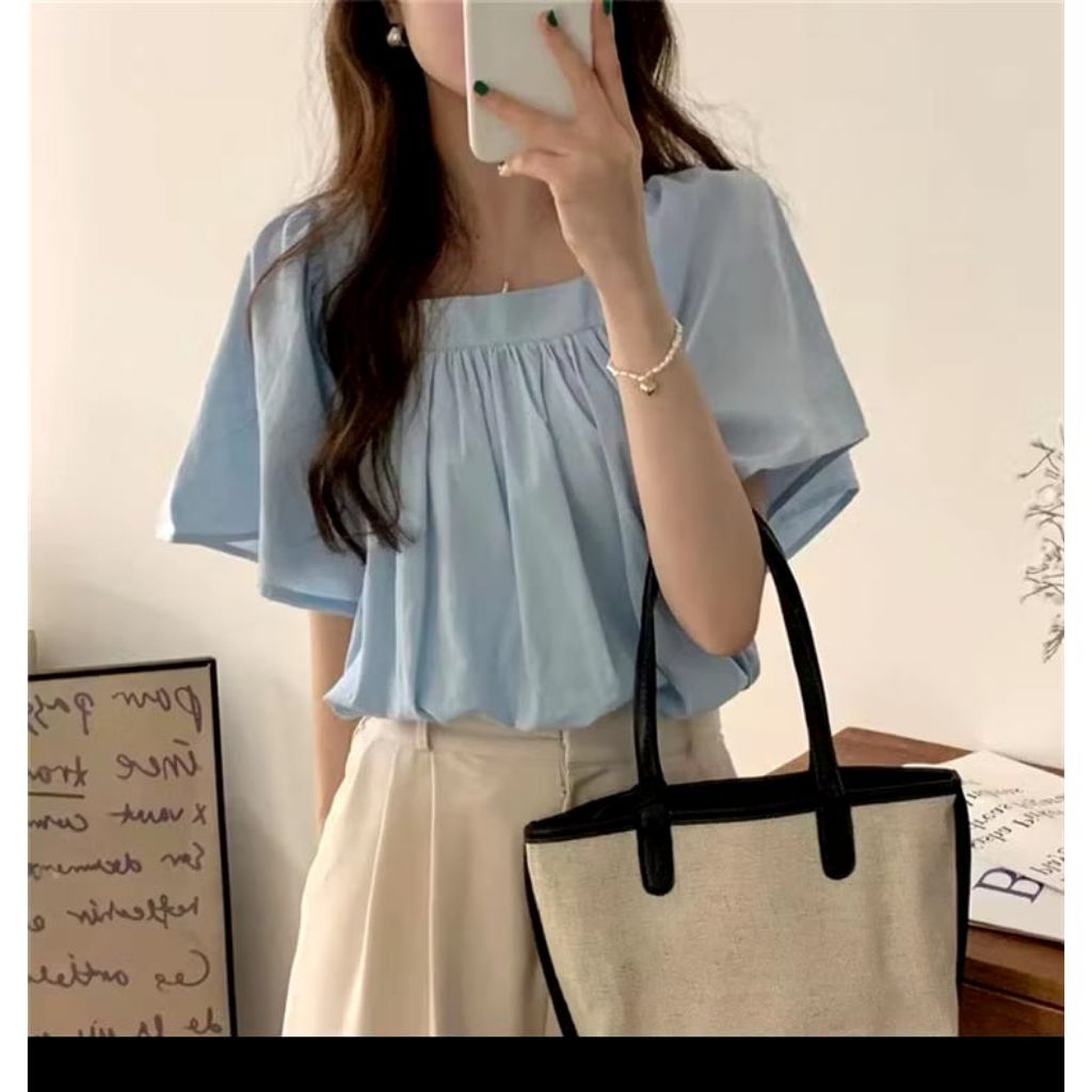 Blouse Wanita Korean Style Atasan Korea Lengan Pendek