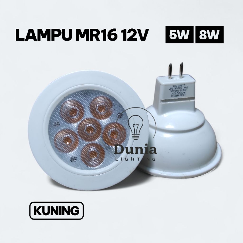 Lampu Led MR16 NVC 5W 12V 8W 220V 2700K 3000K Kuning sorot 5 watt w