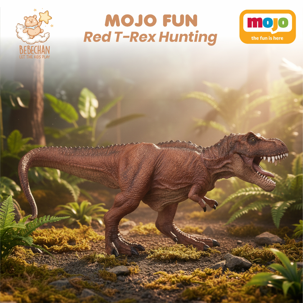 BEBECHAN - Mojo Fun Red T-Rex Hunting Miniatur Hewan Action Figure Tyrannosaurus Rex Merah