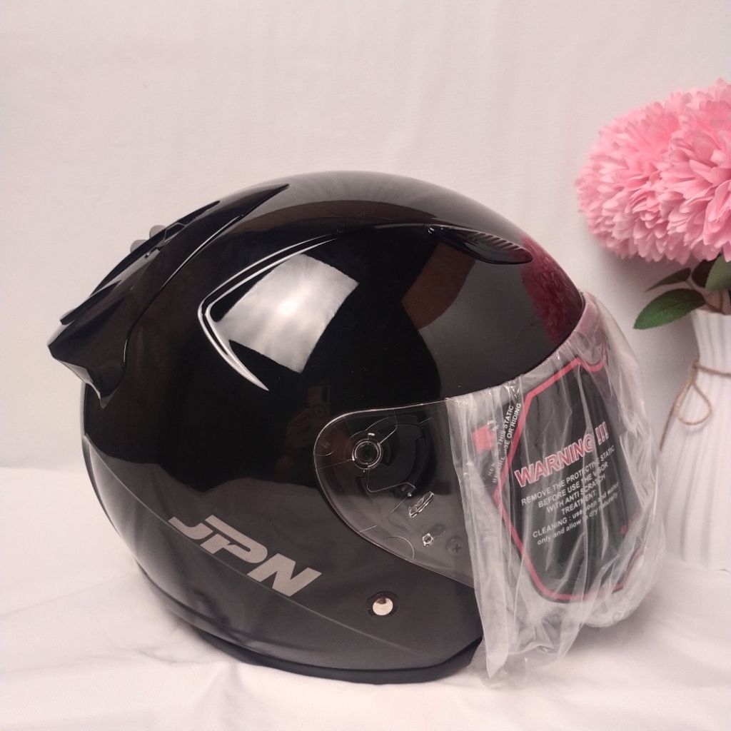 Helm JPN Galaxy Polos hitam / Helm Half Face JPN Galaxy polos murah / helm half face murah Merk  JPN