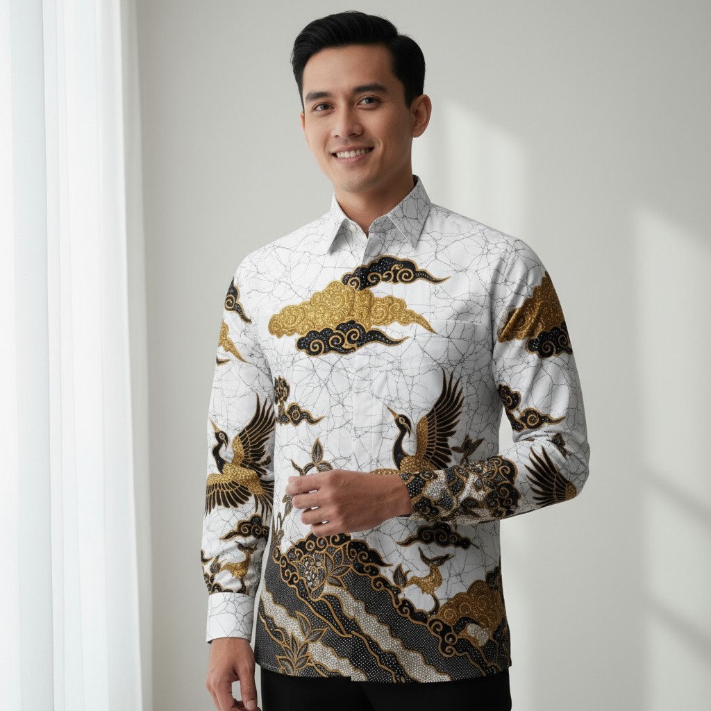 Batik arwinda Swarnamaya Kemeja batik lengan panjang pakai puring