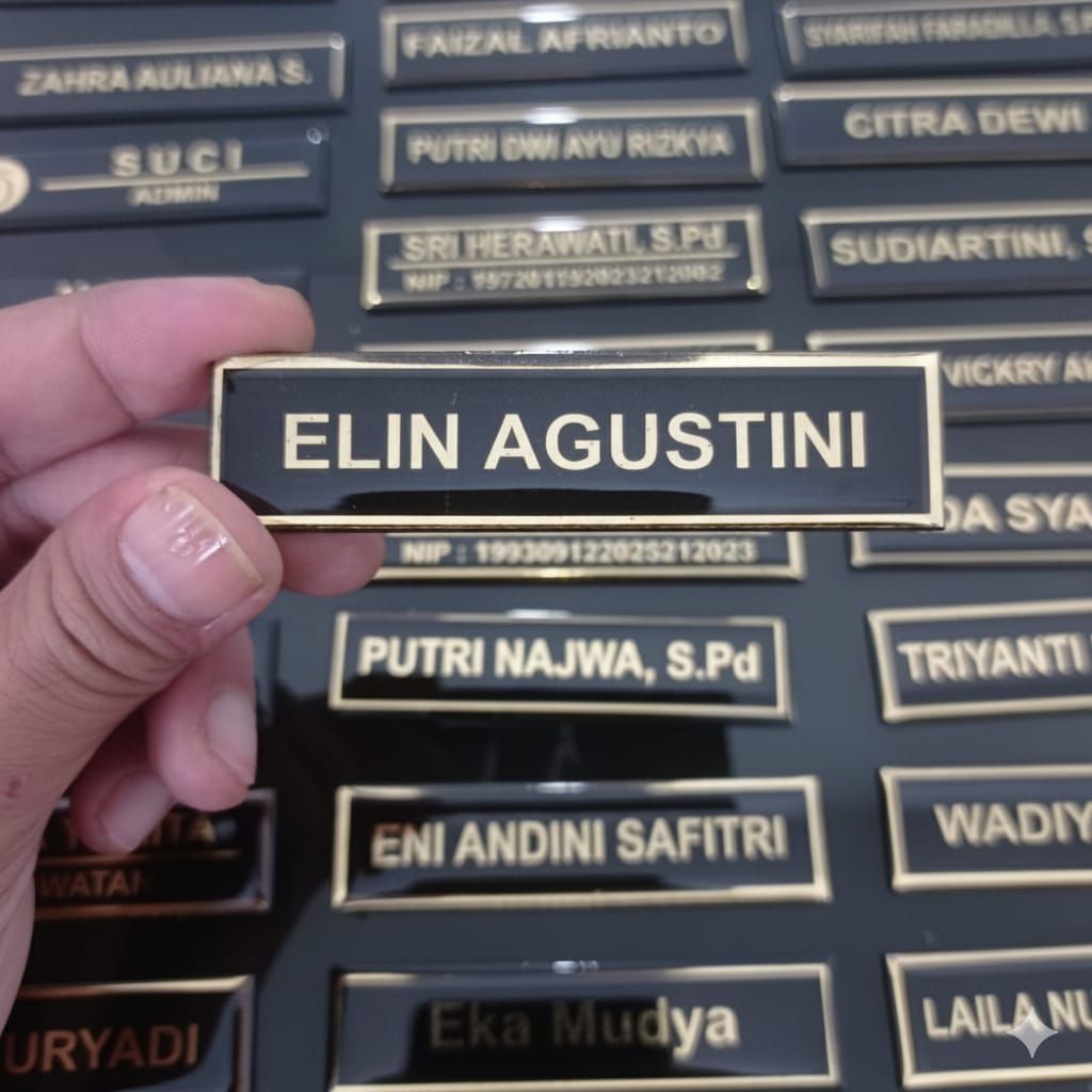 Nama Dada  GOLD ASLI Lapis Resin / Papan Nama Dada/ Nametag Gold