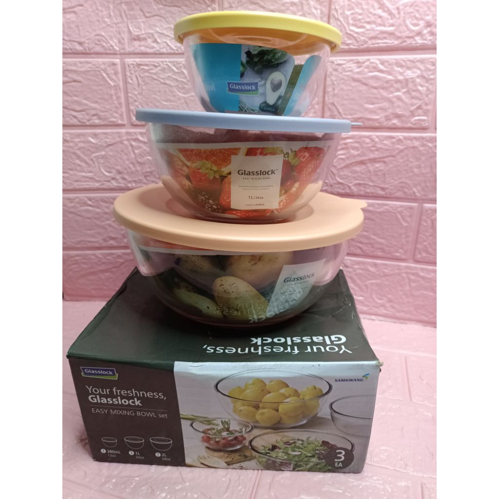 Glasslock Easy mixing bowl set of 3