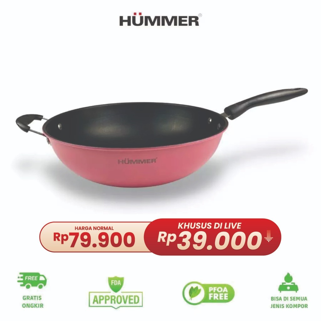 Welcook Hummer Wok Penggorengan Teflon 30 cm (Warna dikirim Random)