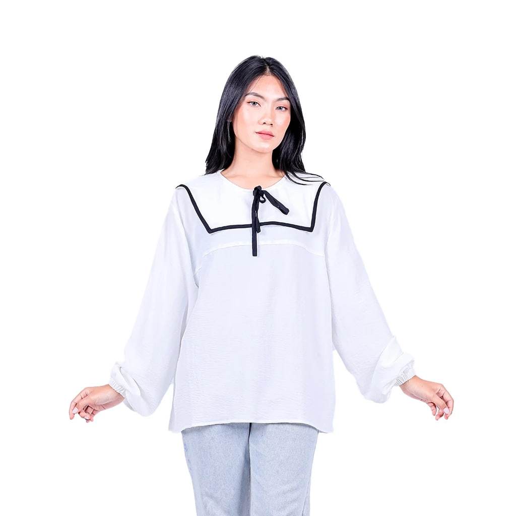 AZURE BLOUSE OHYA | BAJU ATASAN WANITA BLOUSE ALL SIZE ATASAN LUCU BAJU ATASAN TALI PITA DEPAN