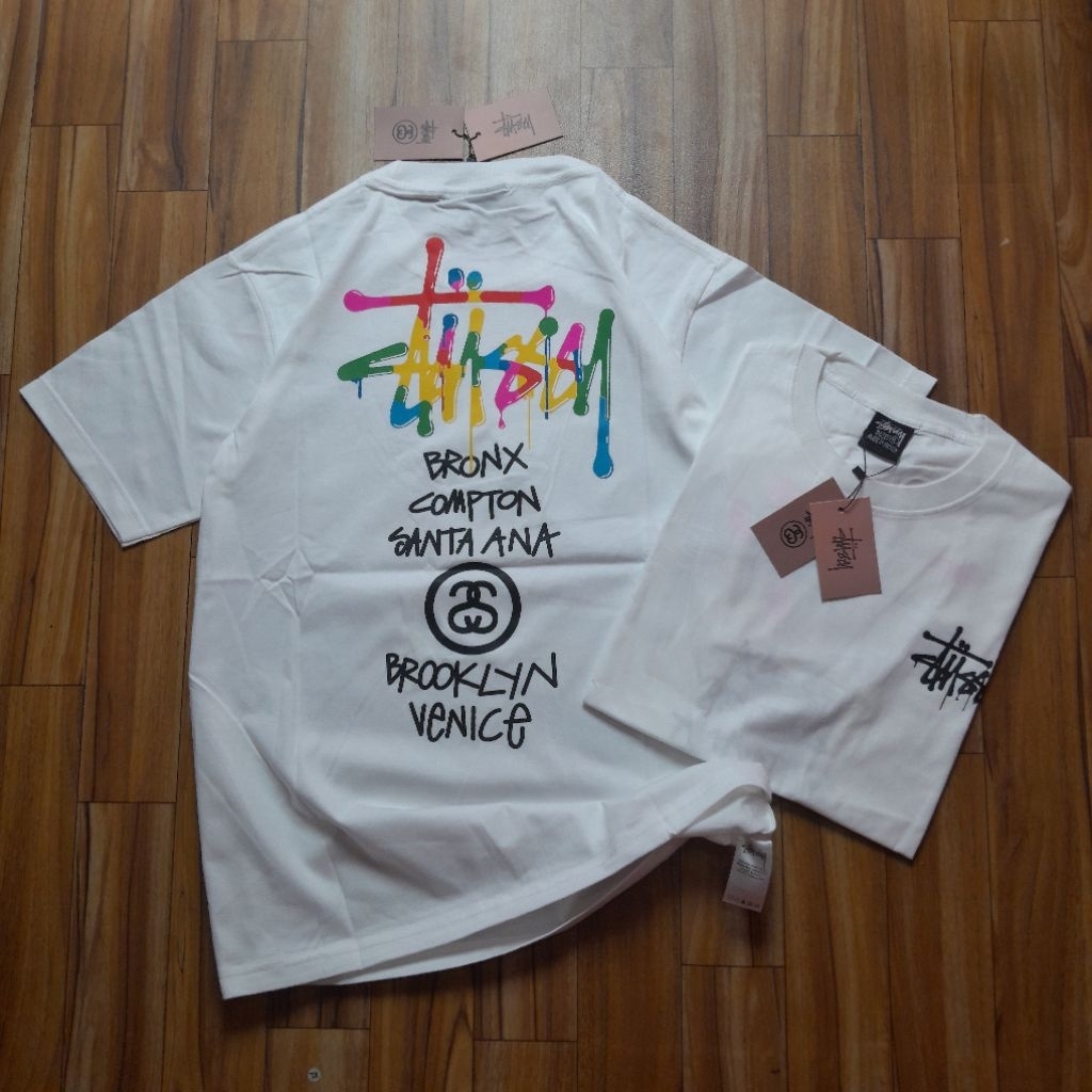 Kaos Stussy T-shirt Abtrak Stussy Pria Wanita Terlaris