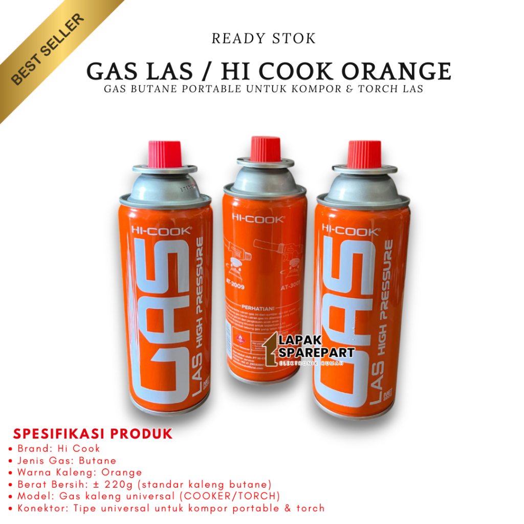 [BAYAR DITEMPAT] GAS HI COOK / HI COOK GAS LAS / HI COOK ORANGE / HI COOK OREN