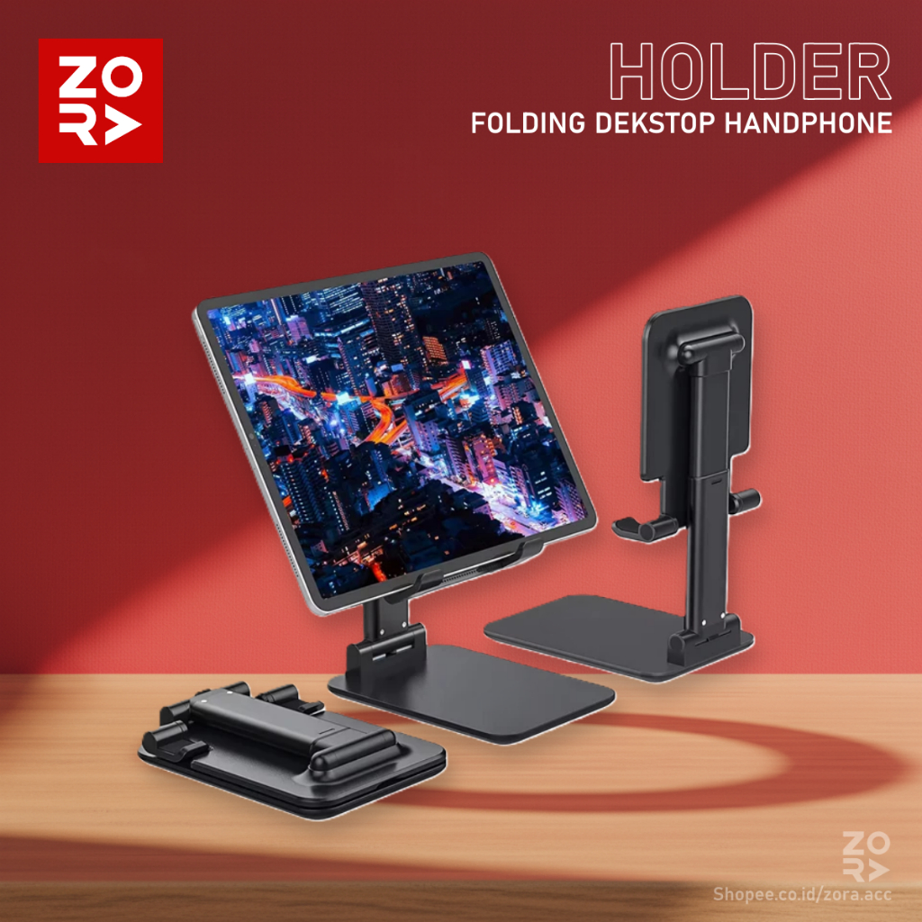 ZORA Foldable Phone Holder HD-23 Folding Desktop Stand Lipat Adjustable For Handphone Android iPhone