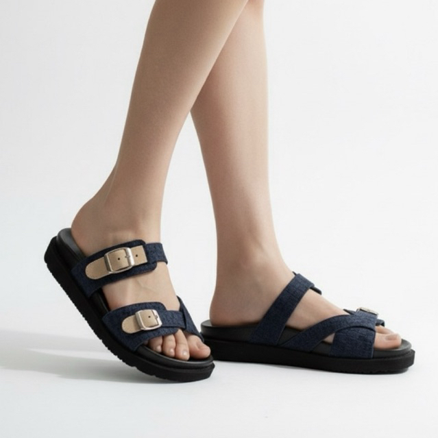Sandal denim platform birken style balantik
