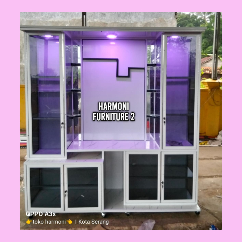 BUFET TV ALUMUNIUM MINIMALIS 40 INCH BUFET TV 40 INCH ALUMUNIUM RODA FREE ONGKIR SERANG KOTA