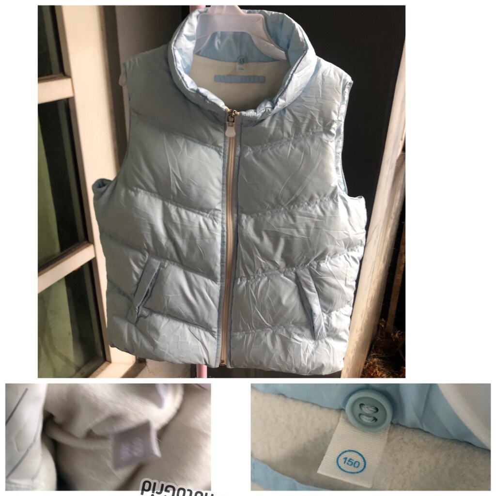 jaket vest Uniqlo sz anak 150 baby blue