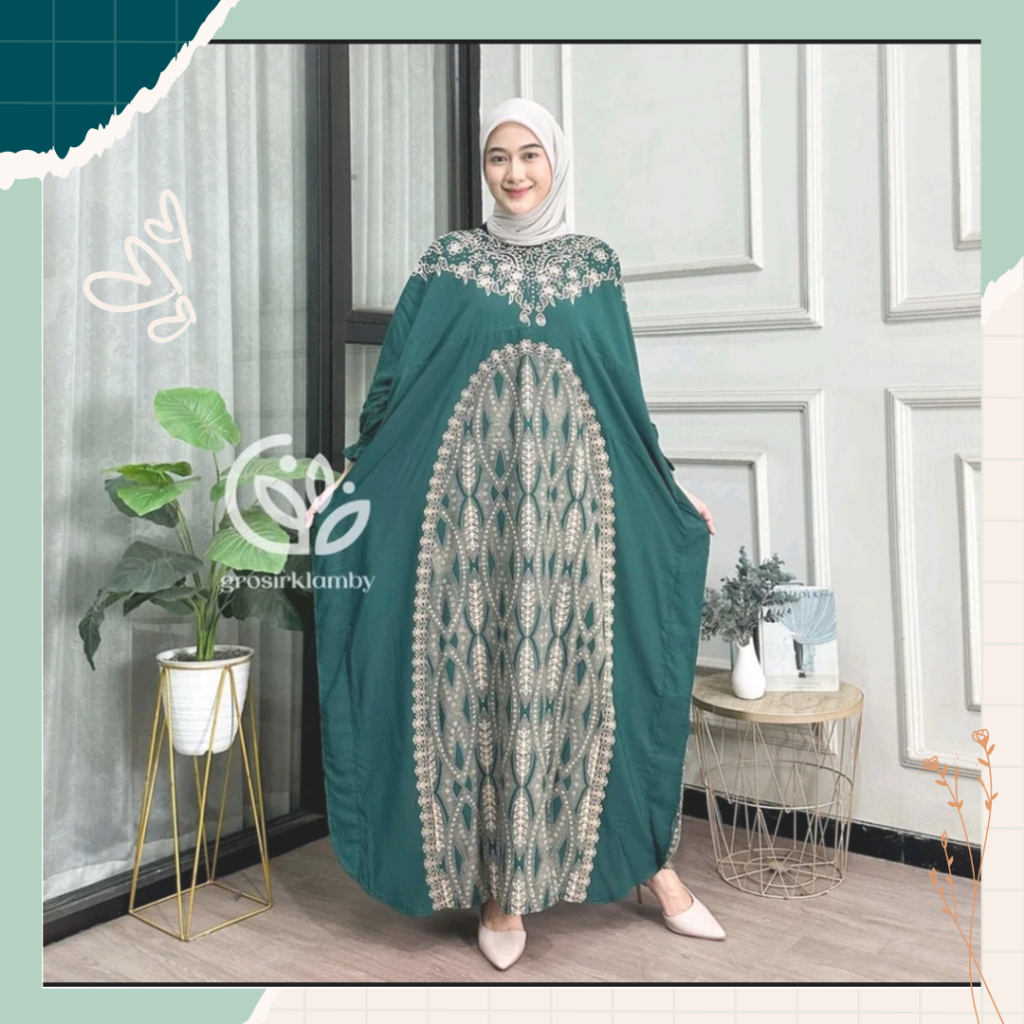 Kaftan Ayana Dress Daster Gamis Rayon Premium Ringan Lembut Rempel Busui Lengan Panjang Homedress Mo