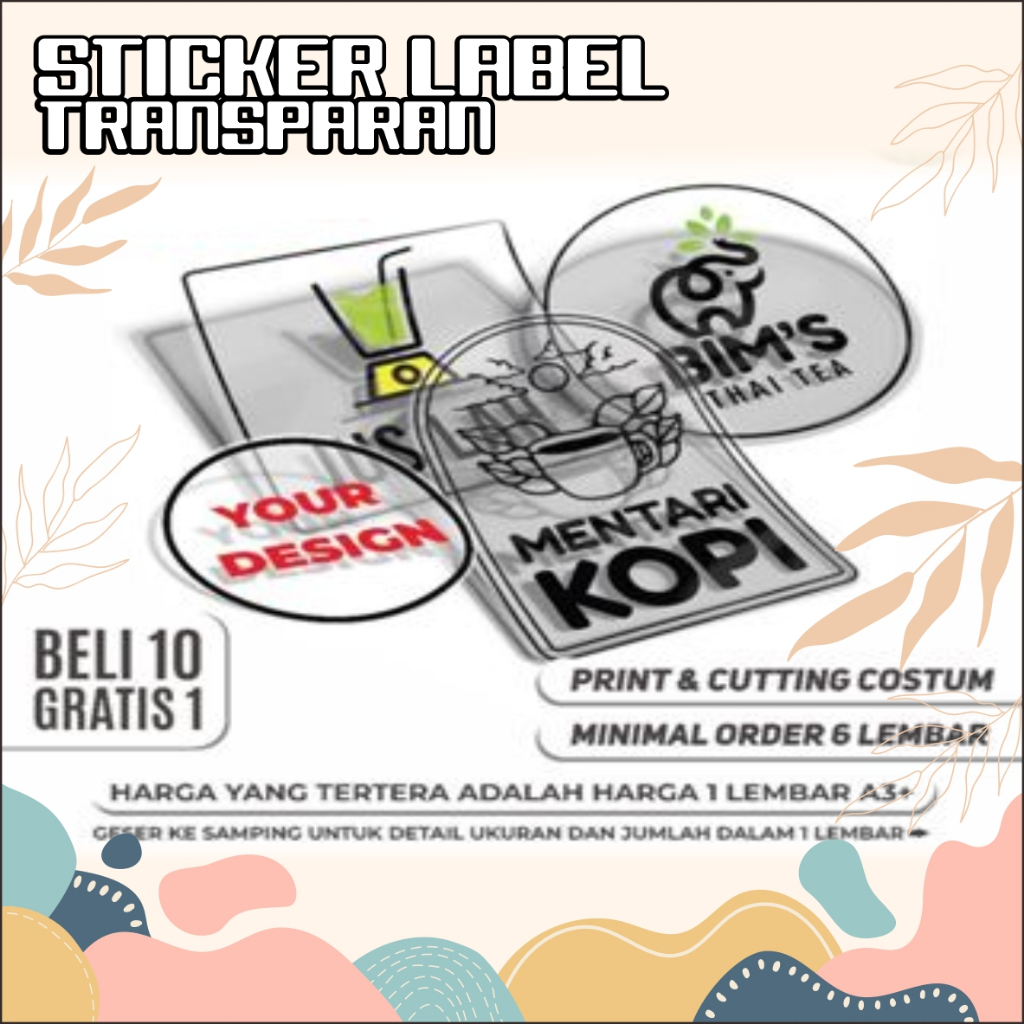 CETAK STIKER TRANSPARAN / LABEL MAKANAN  TRANSPARAN / LABEL PRODUK / STIKER LABEL USAHA / STIKER TRA