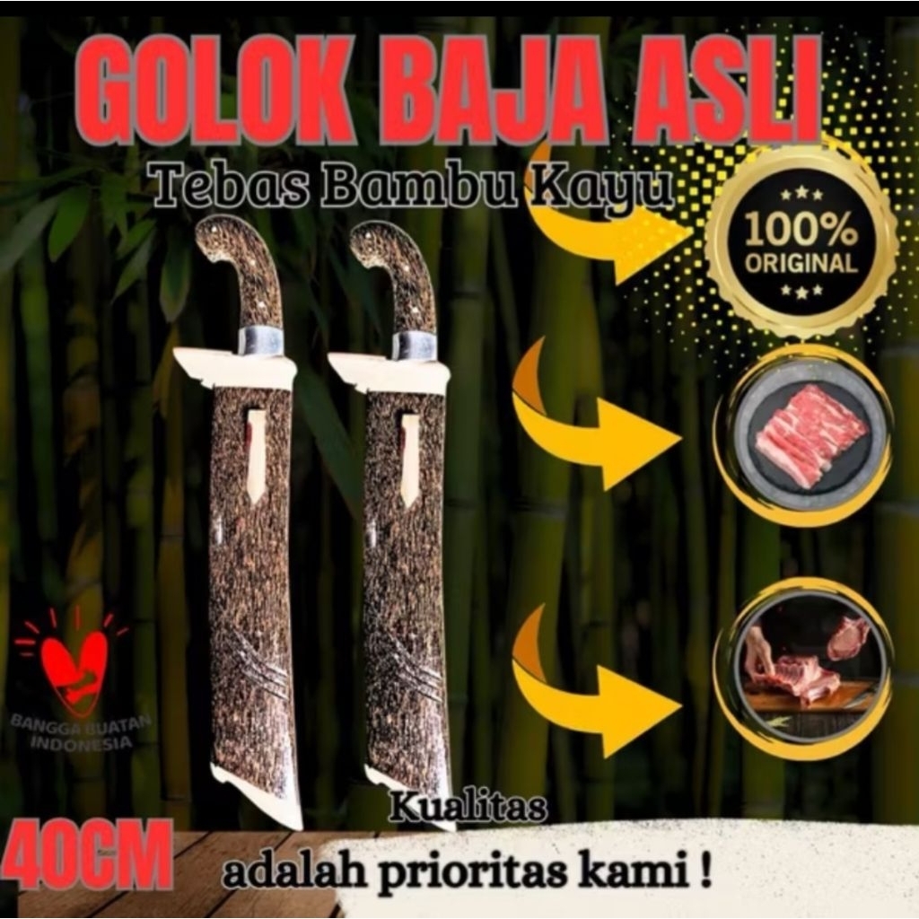 Golok Kebun Asli Baja Per | Perkakas Kebun Potong Kayu Bambu > Pisau Kebun