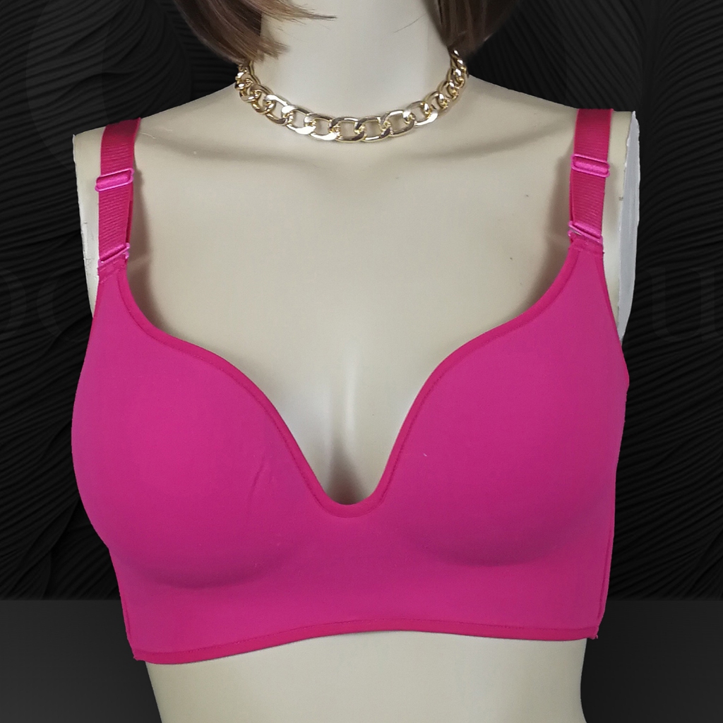 GRACING Pink Fuschia Bra 36B Bralette BRA05 BH Tanpa Kawat Polos Wanita Dewasa