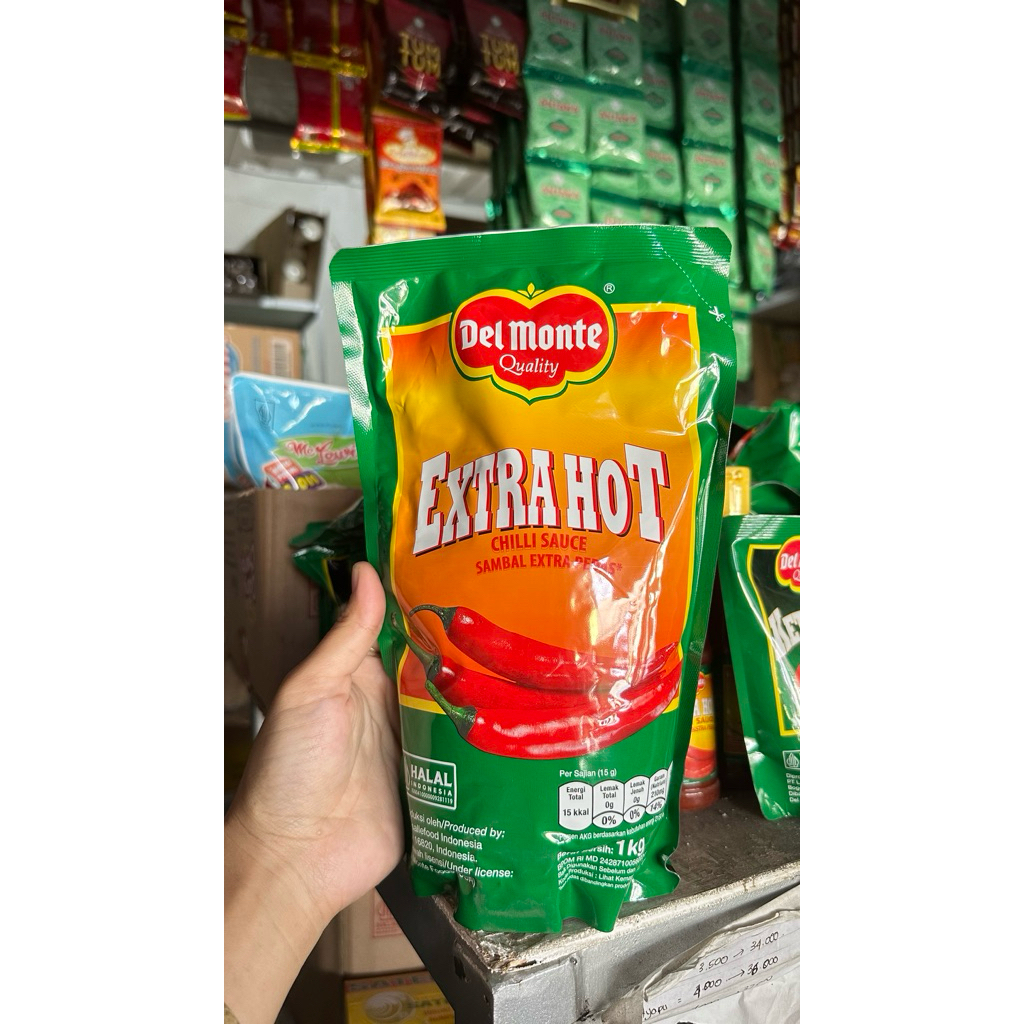 Delmonte saus extrahot pouch 1000g delmonte extrahot 1kg