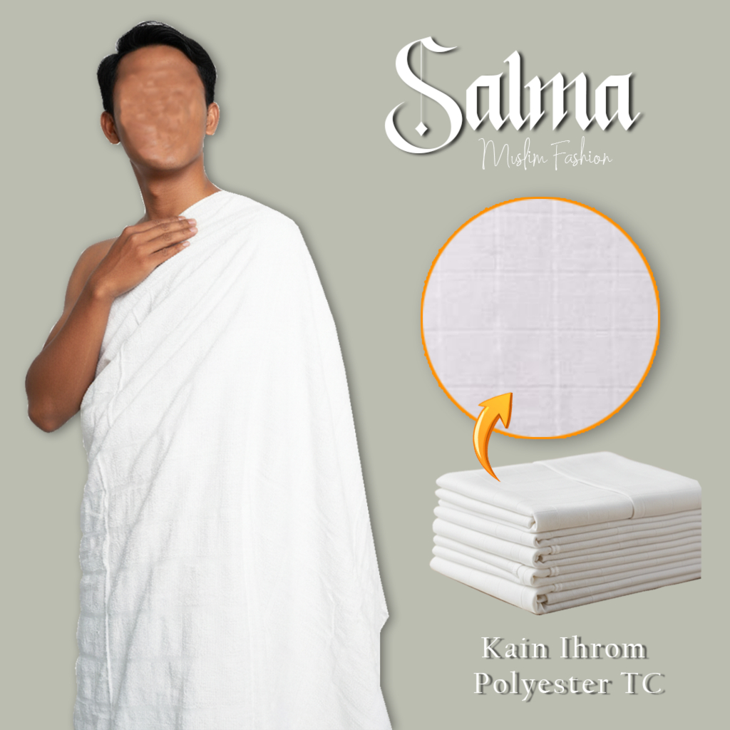 Kain Ihram Ihrom Umroh Bahan Premium Polyester Tetoron Cotton Ukuran Pria Dewasa