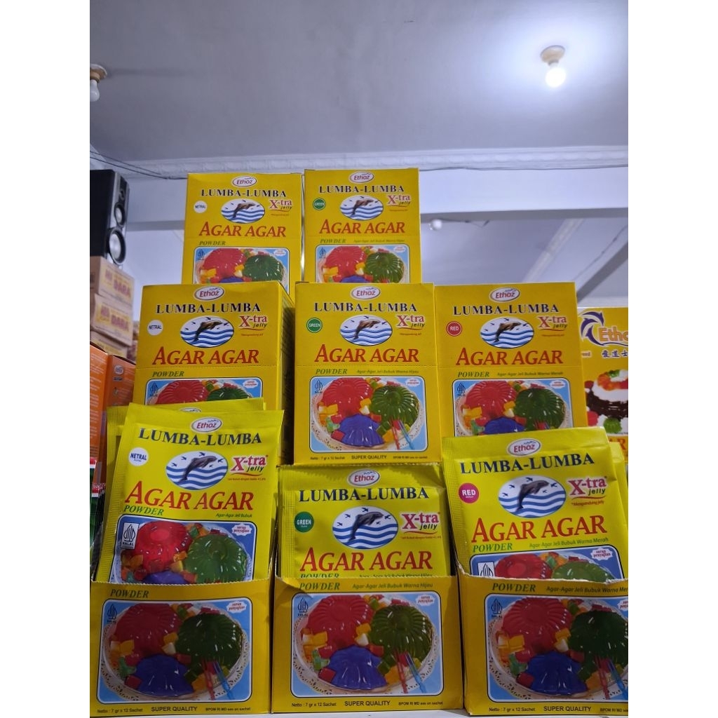 AGAR AGAR ETHOZ LUMBA LUMBA PLAIN MERAH HIJAU 1 BOX