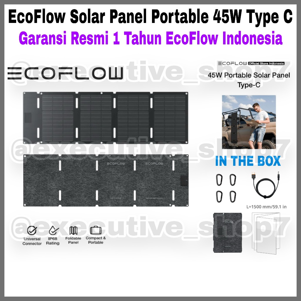 EcoFlow Solar Panel Portable 45w Type C - Garansi Resmi 1 Tahun EcoFlow Indonesia