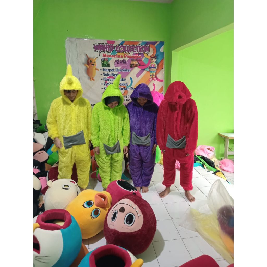 Kostum onesie Teletubbies bulu rasfur