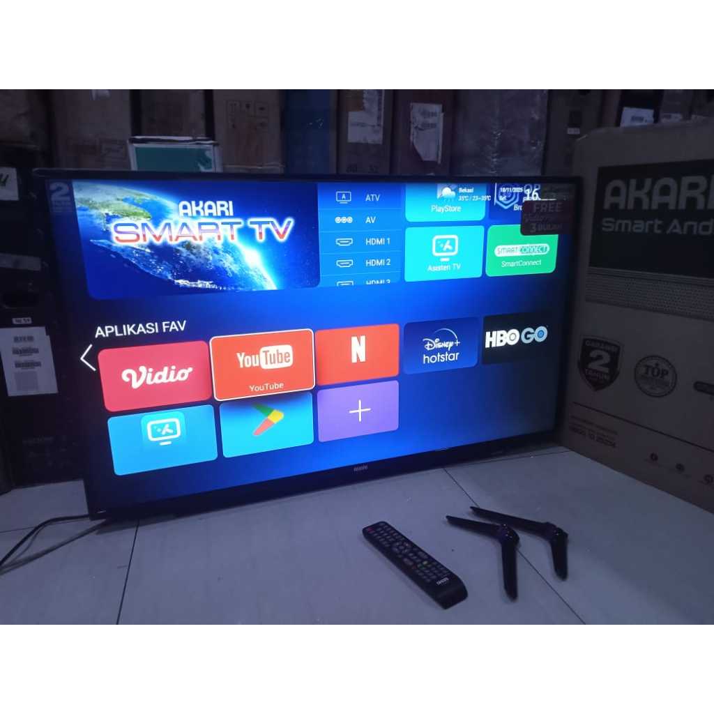 TV LED AKARI 43IN FULL HD Android TV Sudah Youtue Digital TV Kondisi bekas pemakaian 6276F