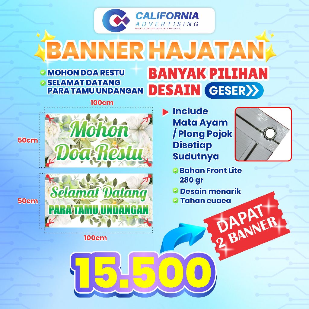 BANNER SELAMAT DATANG PARA TAMU / BANNER HAJATAN / SAPANDUK HAJATAN / BANNER MURAH BERKUALITAS