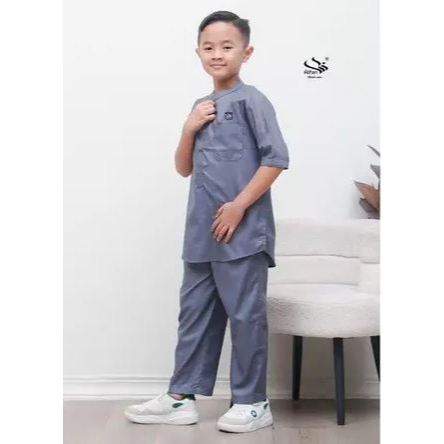 Kurta Alfan Zayyad Embos Premium Setelan Anak Kain Kancing Nyaman Koko Muslim Bahan TOYOBO EMBOS PRE