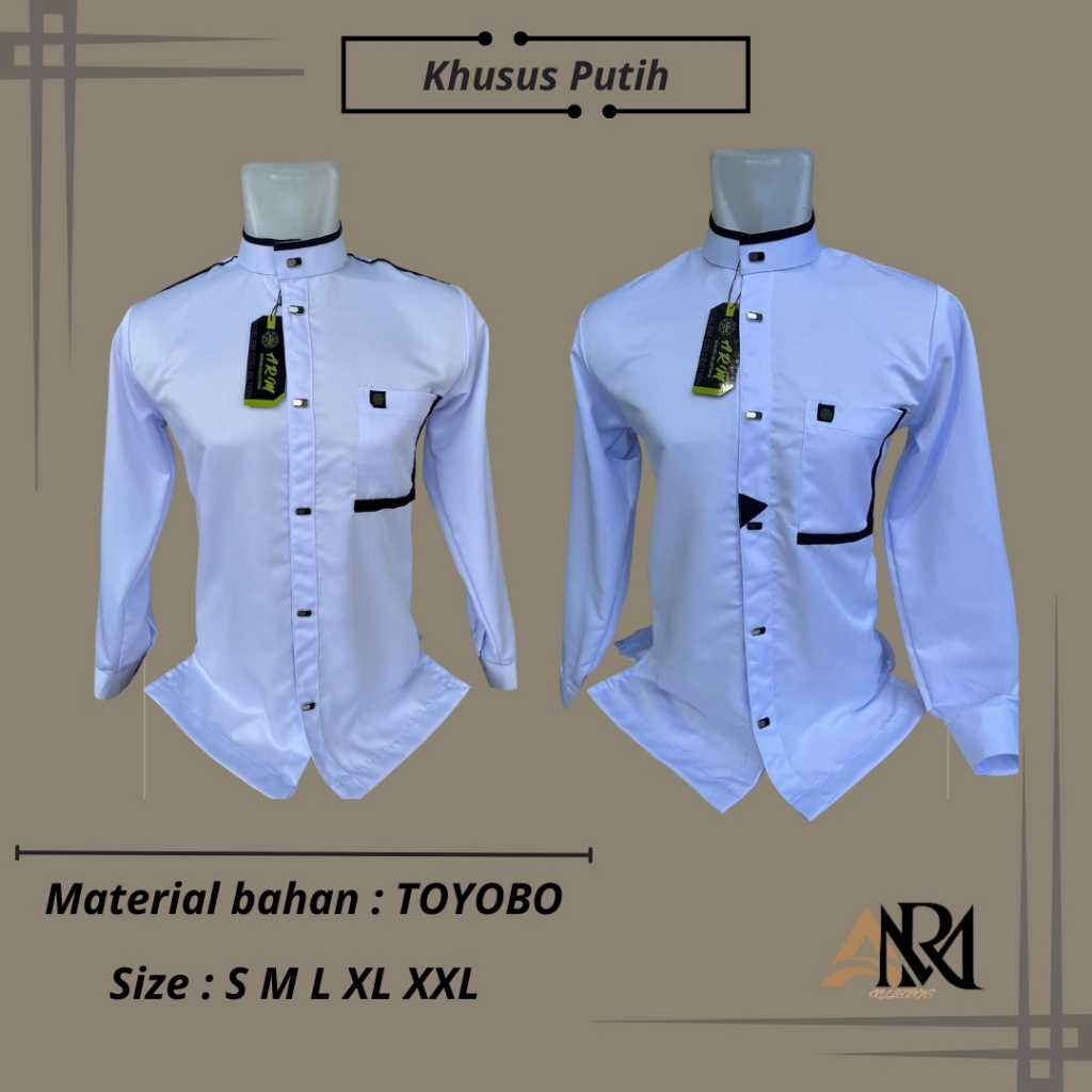 Koko kemeja dewasa pria tangan manset kancing snap/thailand husus putih